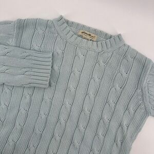 Eddie‎ Bauer Womens Small Sweater Small Cable Knit Crew Neck Light Blue Cotton